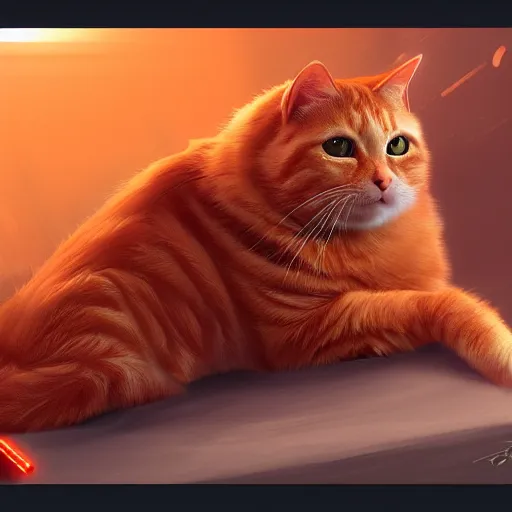 Prompt: an orange tabby cat with LED armor, artstation, concept art, smooth, sharp focus, illustration, highly detailed, unreal engine, RGB LED