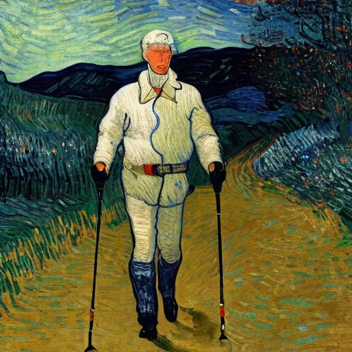 Image similar to richard gere nordic walking by van gogh