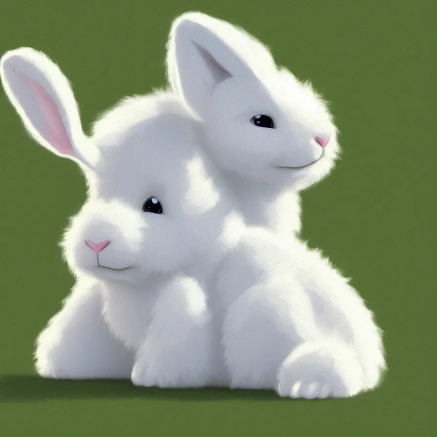 Prompt: a lovely white fluffy bunny, with big ears on a plain background, art by Goro Fujita, sharp focus, highly detailed, ArtStation