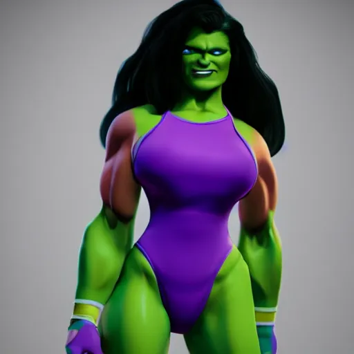 Prompt: she hulk with clothes, at all angles clash royal style characters, unreal engine 5, octane render, detailed, brawl stars, cinematografic, cinema 4 d, un artstation trending, high definition, very detailed, blender