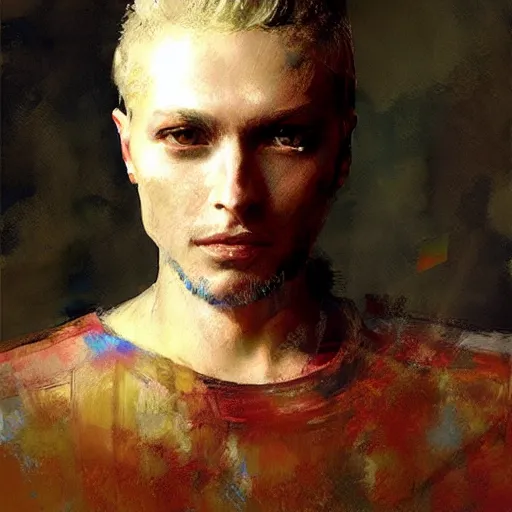 Prompt: Jean d'Arc, portrait by Ruan Jia, digital art, hyper-realistic