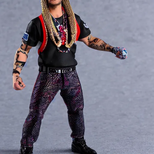 Image similar to jody highroller, miniature action figure, promotional studio photography