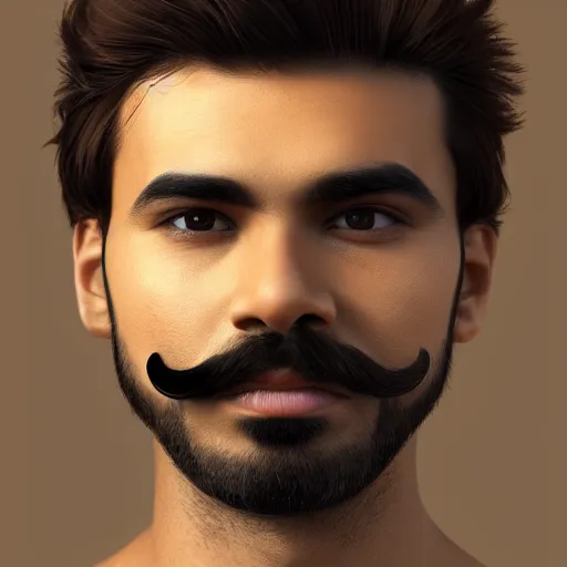 Prompt: the best brown male with short beard and mustache profile picture of 2 0 2 5, 4 k, beautiful gorgeous digital art, trending on artstation