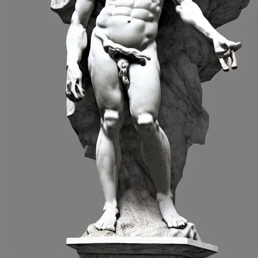 Prompt: a 3 d render of the statue of david out of marble, in the style of michelangelo