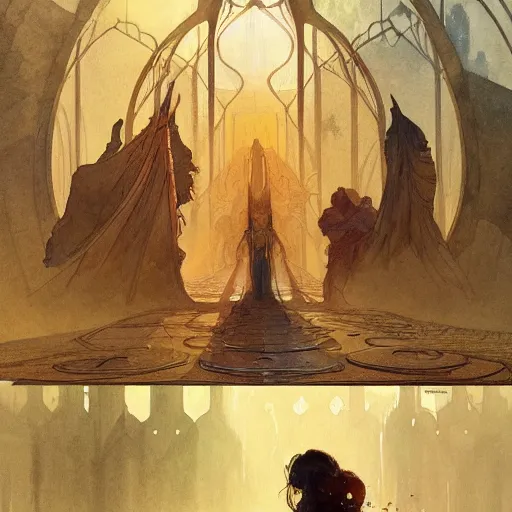 Prompt: a beautifull intricate watercolour painting of house of arakis, dune, frank herbert, reflexions, verry high details by william turner art, greg rutkowski and alphonse mucha, trending on artstation, very very detailed, masterpiece, vibrant colors