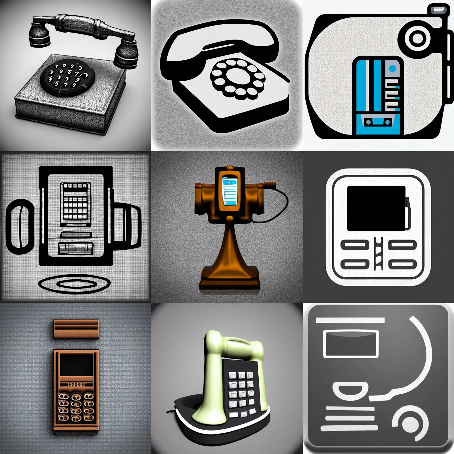 Prompt: 3d icon of a old telephone