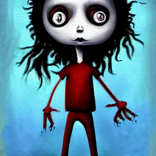 Prompt: Children Concept arts created by Tim Burton, art station