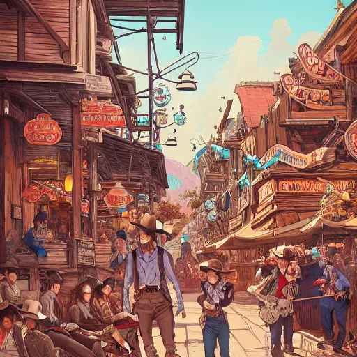 Image similar to old western town, extremely detailed, sharp focus, wide view, full body shot, smooth, digital illustration, by james jean, by rossdraws, frank franzzeta, sakimichan