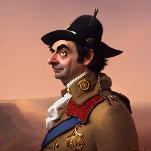 Image similar to a portrait of Mr Bean as Napoléon Bonaparte, detailed, centered, digital painting, artstation, concept art, donato giancola, WLOP, Boris Vallejo, Breathtaking, 8k resolution, extremely detailed, beautiful, establishing shot, artistic, hyperrealistic, octane render