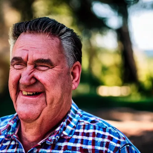 Image similar to portrait photo still of real life fred flintstone, 8 k, 8 5 mm f 1. 8