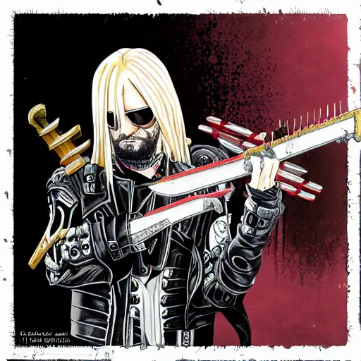 Image similar to painkiller from judas priest in anime style