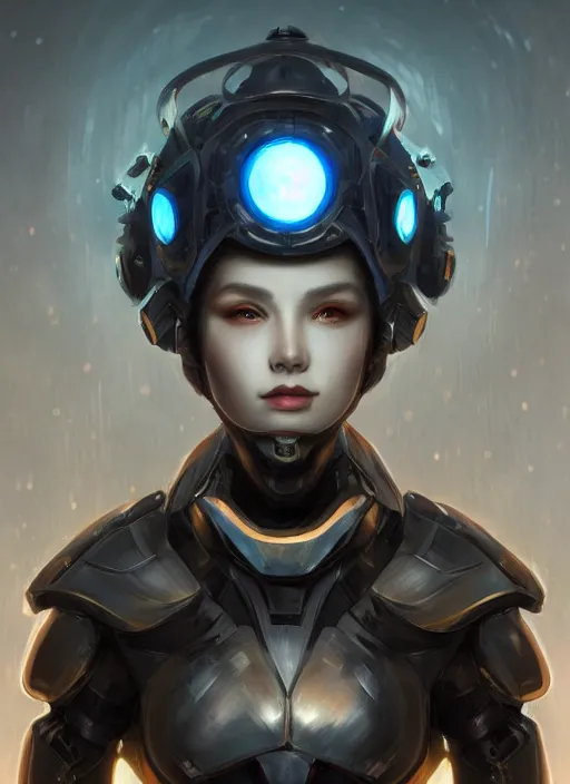 Image similar to of a full body, center frame hyper realistic digital art portrait of a timepunk war cleric in a futuristic pearl armor, tech helmet, dark gloomy environment. trending on artstation, art by lois van baarle by sung choi by john kirby artgerm style pascal blanche