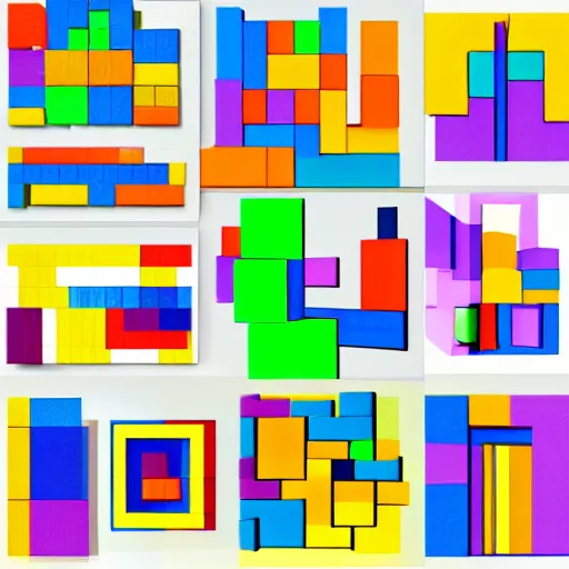 Prompt: many 3d blocks, hard outline, modern art style