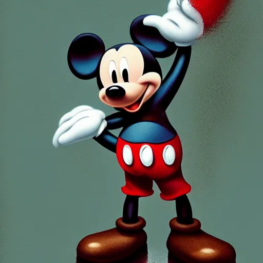 Prompt: mickey mouse by elena vizerskaya and ivan aivazovsky, perfectly detailed, artstation, sharp focus, highly detailed, studio photography, impresion de giclee arte abstracto, award winning