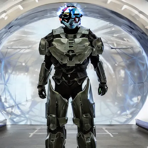 Image similar to bernie sanders in intimidating futuristic halo battle armor, bloom, stunning