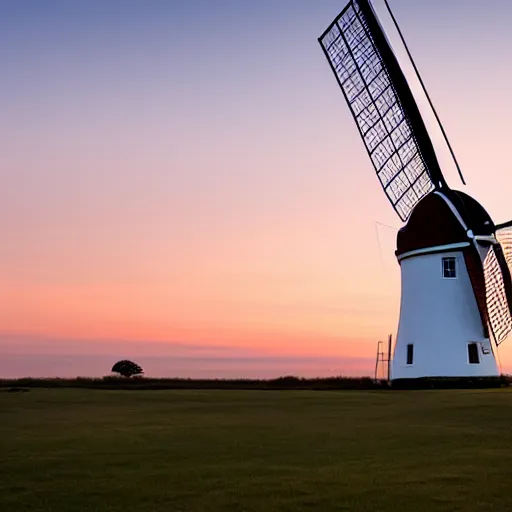 Prompt: Lytham windmill at sunset