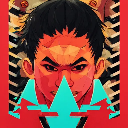 Image similar to Street Fighter 2 profile picture by Sachin Teng, asymmetrical, Organic Painting , adidas, Impressive, Award Winning, Warm, Good Vibes, Positive, geometric shapes, hard edges, energetic, intricate background, graffiti, street art:2 by Sachin Teng:4