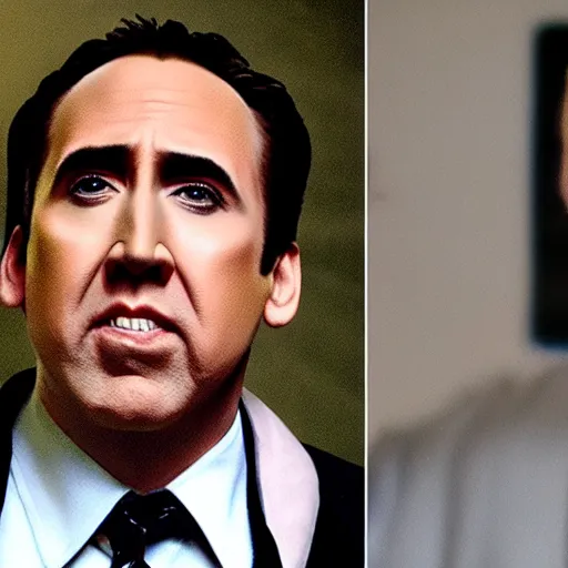 Prompt: nicholas cage as michael scott from office, anatomically correct