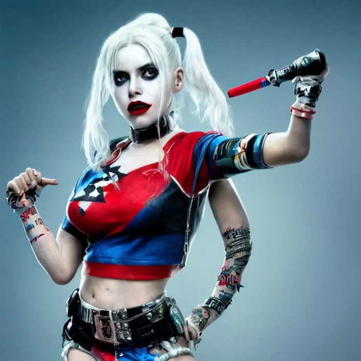 Image similar to portrait of Baby Spice as a harley quinn in Suicide Squad. intricate artwork, wlop, beeple. octane render, trending on artstation, greg rutkowski very coherent symmetrical artwork. cinematic, hyper realism, high detail, octane render, 8k