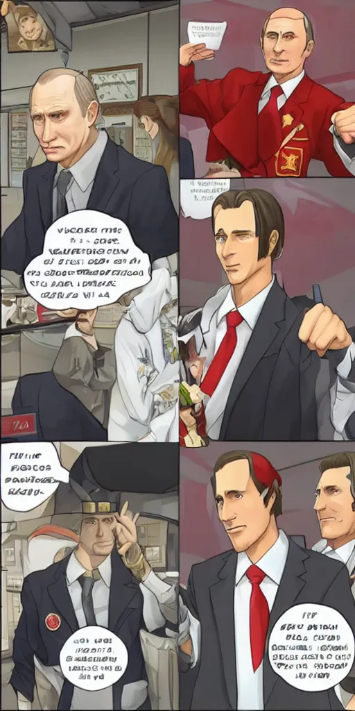 Image similar to vladimir putin in ace attorney