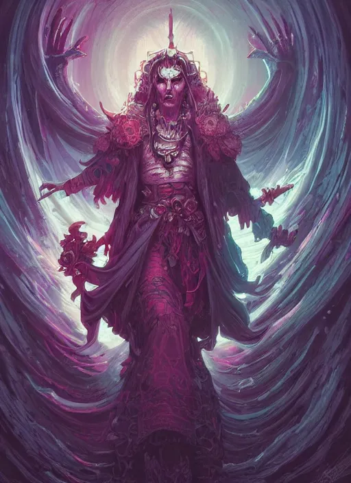 Image similar to fineart illustration of the necromancer, illustrated by ross tran and dan mumford, hyper detailed, fantasy surrealism, crisp