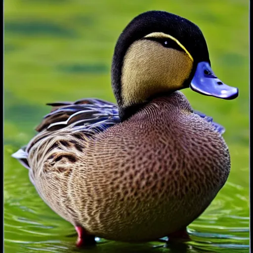 Image similar to a duck with the face of a human