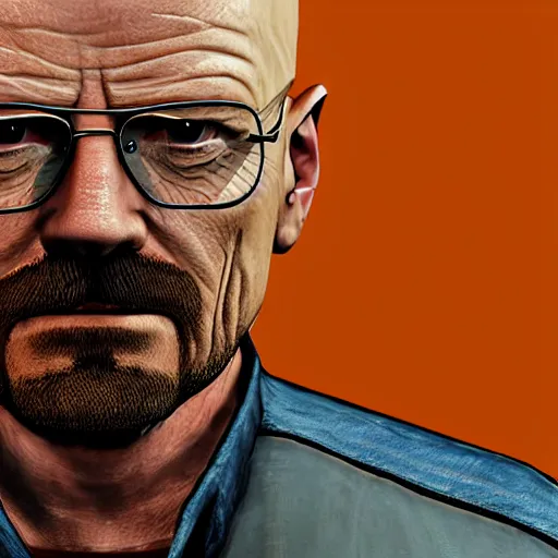 Prompt: walter white in gta v, 4 k, high detail, high - resolution photograph, professional photography, ultra - detail