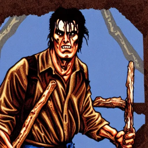 Prompt: evil dead 16 bit,