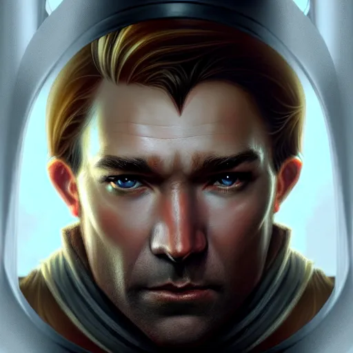 Image similar to Antony Starr closeup, D&D style, fantasy, intricate, elegant, highly detailed, digital painting, artstation, concept art, matte, sharp focus, illustration, art by Artgerm and Greg Rutkowski and Alphonse Mucha