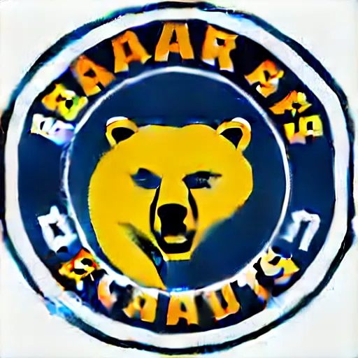 Image similar to A logo for the Bears sports team with a bear mascot grasping a Rugby Union football, vectorised, graphic design, NFL, NBA