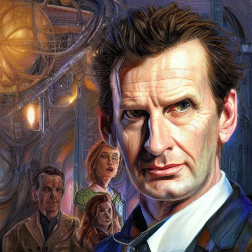 Image similar to The 10th doctor who, portrait art by Donato Giancola and James Gurney, digital art, trending on artstation