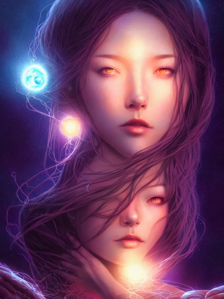 Prompt: azathoth girl dreaming the earth, occlusion shadow, specular reflection, rim light, unreal engine, artgerm, artstation, art by hiroaki samura and ilya kuvshinov and ossdraws, intricate, highly detailed 8 k, cosmic horror illustration, extremely beautiful and aesthetic shape of face and body, movie poster