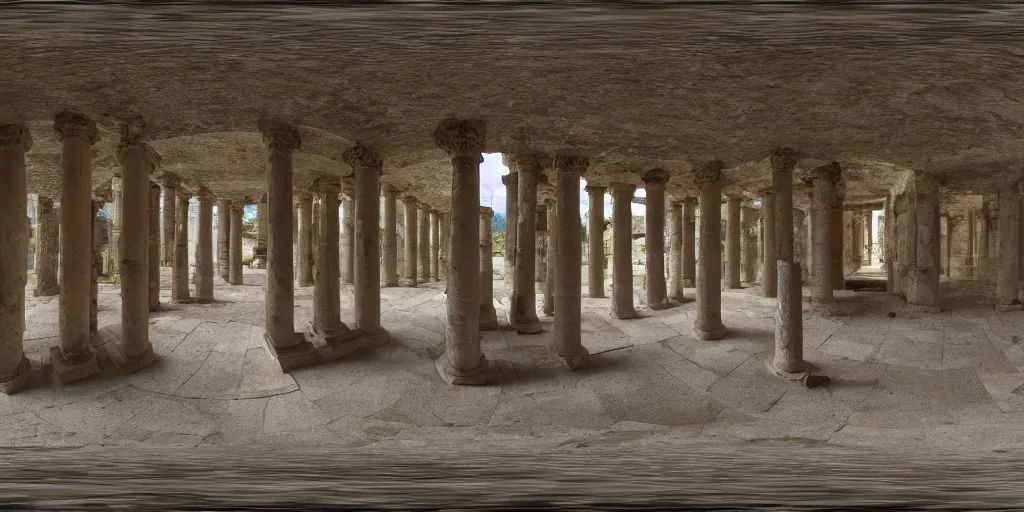 Image similar to Equirectangular projection of a 360 view inside a byzantine temple