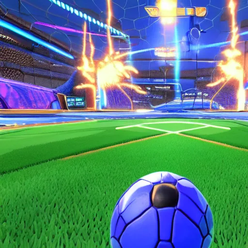 Image similar to in-game screenshot of Rocket League, highly detailed, high quality, HD, 4k, 8k, Canon 300mm, professional photographer, 40mp, lifelike, top-rated, award winning, realistic, sharp, no blur, edited, corrected, trending