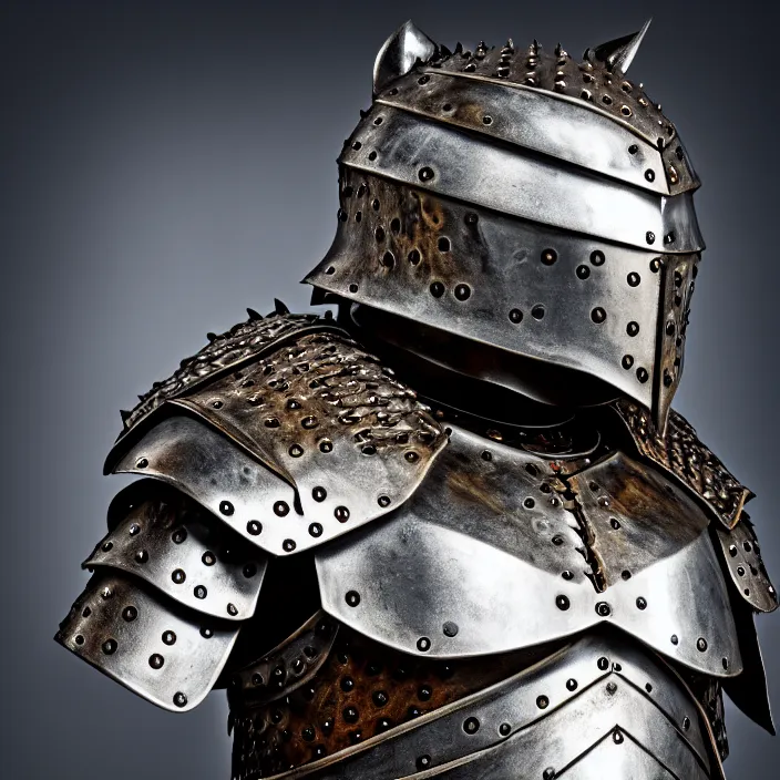 Image similar to photo of a warrior with metal otter themed armour, highly detailed, 4 k, hdr, smooth, sharp focus, high resolution, award - winning photo