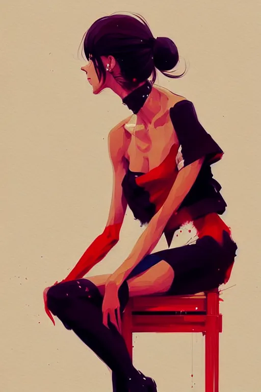 Image similar to a ultradetailed beautiful portrait panting of a stylish woman sitting on a chair, by conrad roset, greg rutkowski and makoto shinkai, trending on artstation