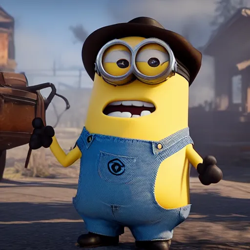 Image similar to Film still of a Minion, from Red Dead Redemption 2 (2018 video game)