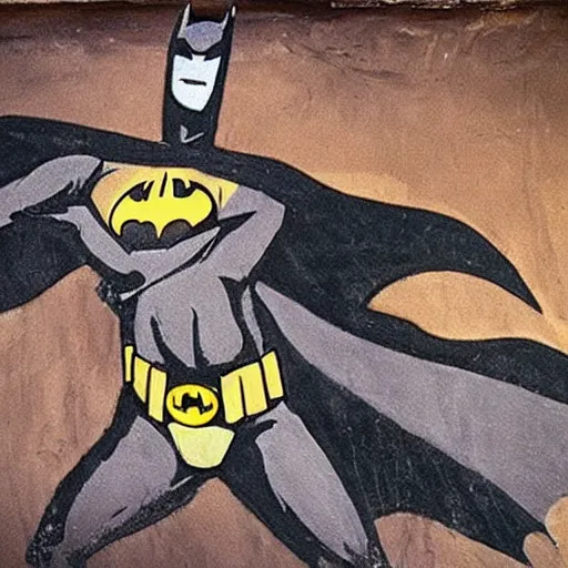 Prompt: batman, cave painting