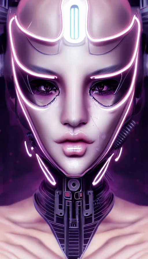 Image similar to face mask on beautiful woman face, cyberpunk art by kuno veeber, cgsociety, computer art, ultra detailed, futuristic, anime aesthetic