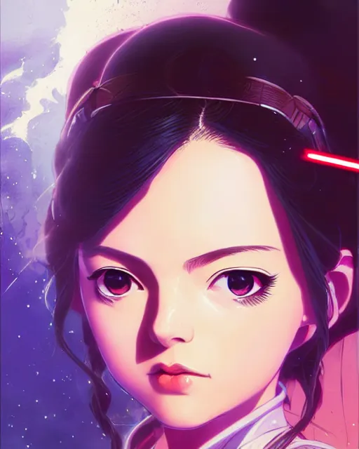 Image similar to poster Anime playing Princess Padme star wars || cute-fine-face, pretty face, realistic shaded Perfect face, fine details. Anime. realistic shaded lighting by Ilya Kuvshinov katsuhiro otomo ghost-in-the-shell, magali villeneuve, artgerm, Jeremy Lipkin and Michael Garmash and Rob Rey Star-Wars poster