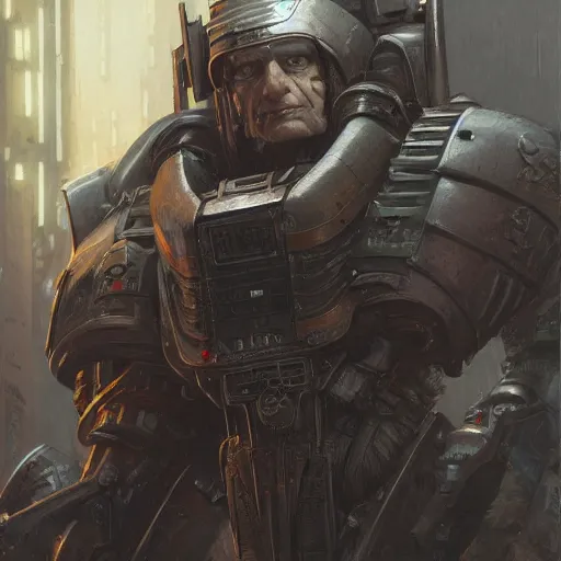 Prompt: wearing warhammer 4 0 0 0 0 emperor armor realistic anthropomorphic bill gates scifi cyberpunk, visible face and full body portrait art by donato giancola and greg rutkowski, vintage retro scifi, realistic face, digital art, trending on artstation, symmetry