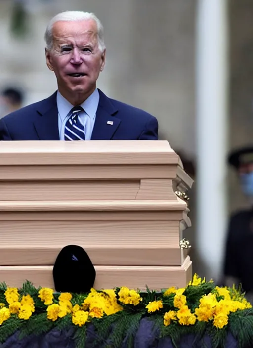Image similar to joe biden died and his coffin was used as a nuclear bomb against china