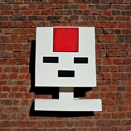 Image similar to Minecraft sculpture of a Chef Boyardee can