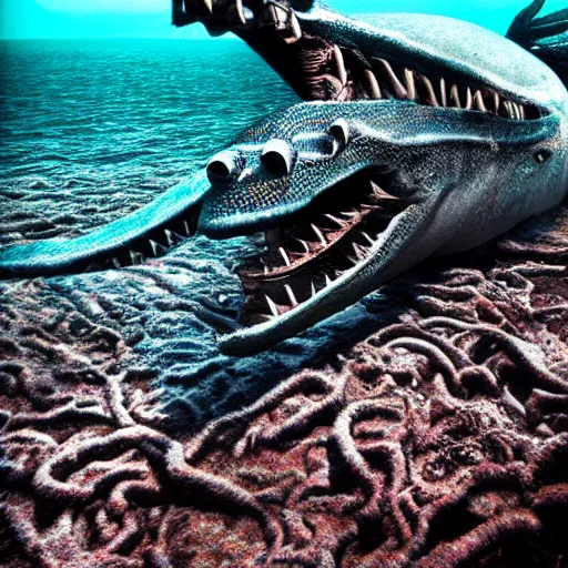 Prompt: a photograph of a sea monster in Australia