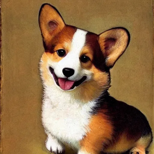 Prompt: a cute little corgi, renaissance painting, high quality, bright colors