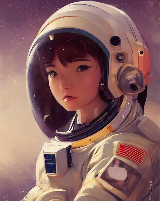 Prompt: portrait Anime astronaut girl cute-fine-face, pretty face, realistic shaded Perfect face, fine details. Anime. realistic shaded lighting by Ilya Kuvshinov Giuseppe Dangelico Pino and Michael Garmash and Rob Rey, IAMAG premiere, WLOP matte print, cute freckles, masterpiece