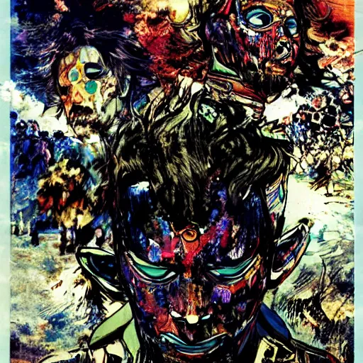 Image similar to civil war photography except it's on acid dmt psychedelic trippy god deities civil war horror psychedelic by yoji shinkawa apophasis