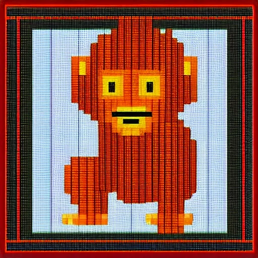 Image similar to pixel art of a baby orangutan