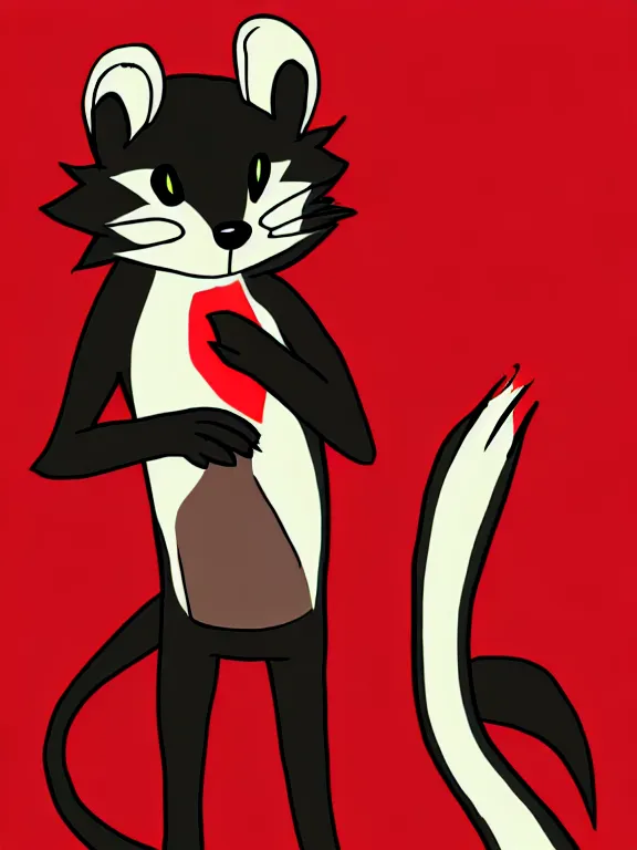 Image similar to furry - male - red - black - weasel - chaos theorist - fursona, uhd, ue 5, trending on weasyl