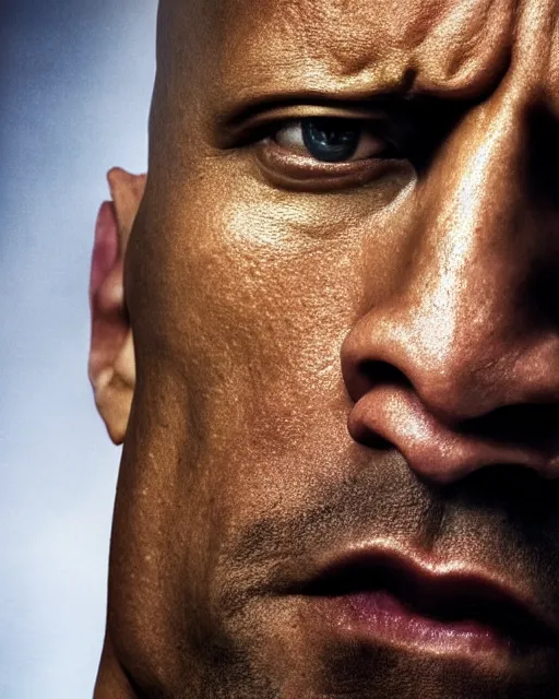 Image similar to film still close - up shot of dwayne johnson as a mime. photographic, photography